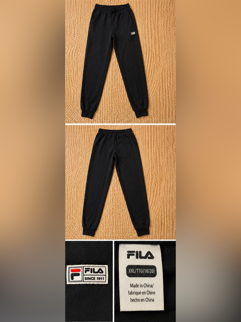 Fila Kids Black Jogger Pants XXL 18/20 Athletic Track Pants Youth Unisex - Picture 2 of 9